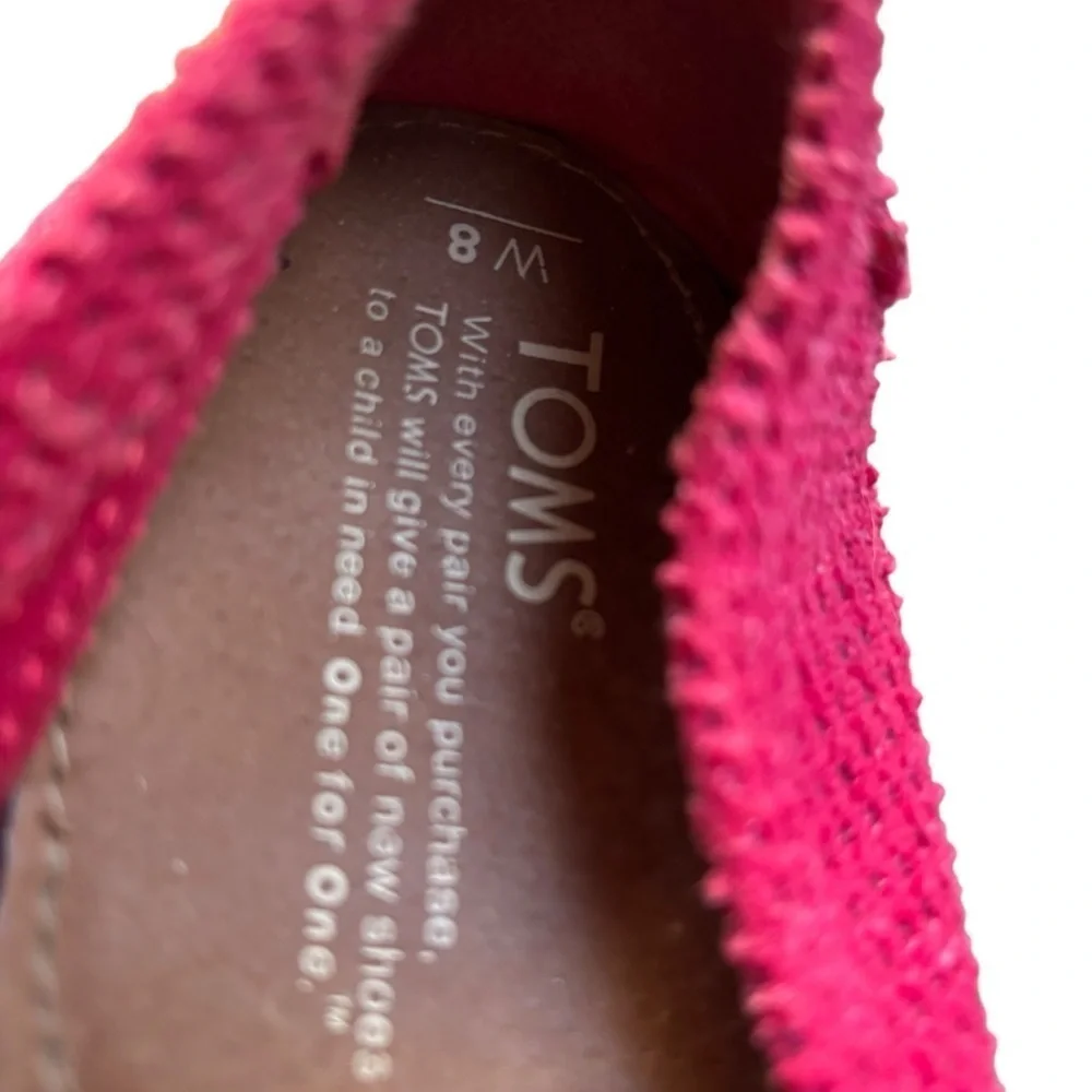 Tom’s Women's Fuchsia Pink Slip-On Woven Espadrilles Size 8